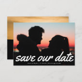 モダン文字数々の写真の発表 セーブザデート (正面/裏面)