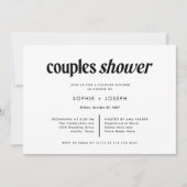モダン文字 | 白黒カップルのシャワー 招待状 (正面)