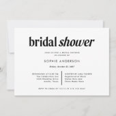モダン文字 | 白黒ブライダルシャワー 招待状 (正面)
