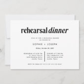 モダン文字 |白黒リハーサルディナー 招待状 (正面)