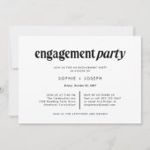 モダン文字 | 白黒婚約パーティ 招待状 (正面)
