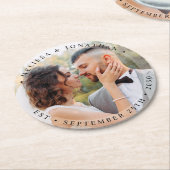 モダン新婦シンプルの写真結婚 ラウンドペーパーコースター (アングル)
