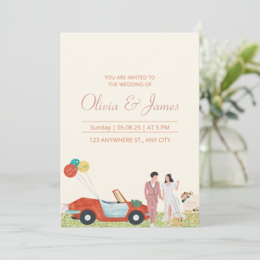 モダン新婦パーソナライズされたの結婚招き 招待状 (スタンド正面)