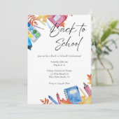 モダン新学期お祝い招待状 招待状 (スタンド正面)