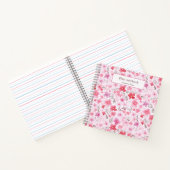 モダン新学期ピンク色フローラガーリー ノートブック (内部)