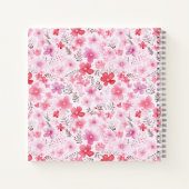 モダン新学期ピンク色フローラガーリー ノートブック (裏面)