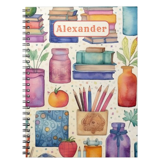 モダン新学期供給パターン名 ノートブック (正面)