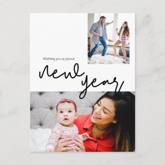 モダン新年の幸せカスタム写真 ポストカード (正面)