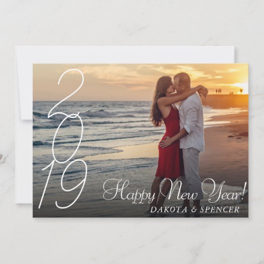 モダン新年を迎える |シックなカスタム写真 シーズンカード (正面)