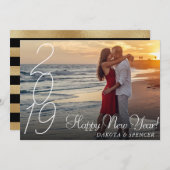モダン新年を迎える |シックなカスタム写真 シーズンカード (正面/裏面)