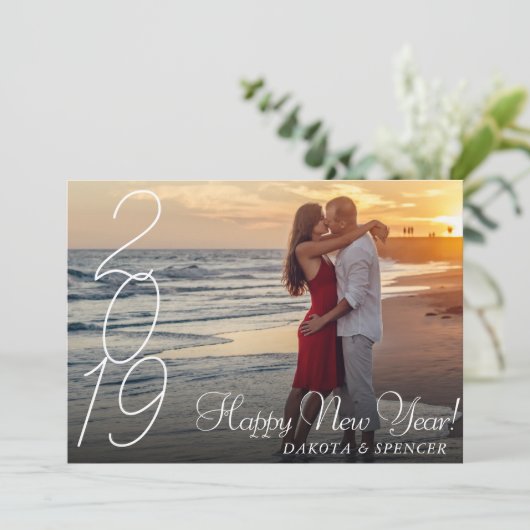 モダン新年を迎える |シックなカスタム写真 シーズンカード (スタンド正面)