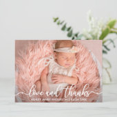 モダン新生児ラヴ感謝していフォトカードW 案内状 (スタンド正面)