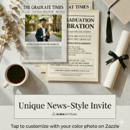 モダン新聞卒業式招待状 20266 招待状