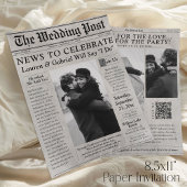 モダン新聞紙フォトウェディングインビテーション