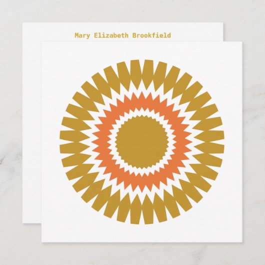 モダン日が差すことフラットノートカード(オレンジ色と金ゴールド) ノートカード (正面/裏面)