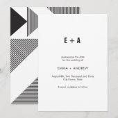 モダン日付を保存する最小限の幾何学的 招待状 (正面/裏面)