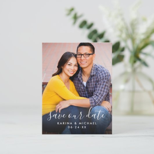 モダン日救付き手書き台本の写真 案内ポストカード (スタンド正面)