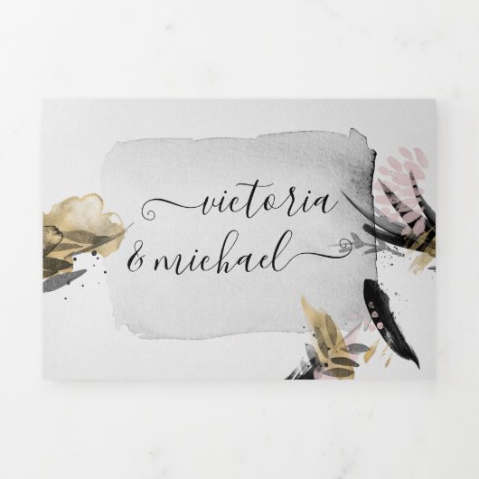 モダン日本の抽象芸術結婚ストローク 三つ折り招待状 (カバー)