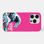 モダン日本波アートiPhoneケース - ピンクエシ iPhoneケース (裏面横)