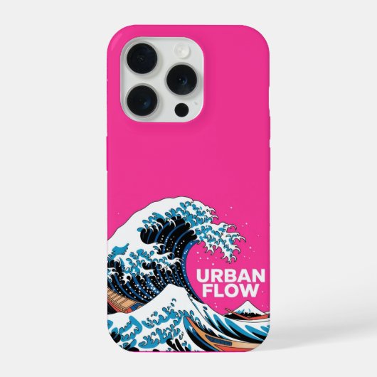 モダン日本波アートiPhoneケース - ピンクエシ iPhoneケース (裏面)