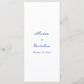 モダン明お洒落るい青の手書きフォント結婚 メニュー (裏面)