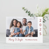 モダン明るいメリー家族の写真クリスマス シーズンカード (スタンド正面)
