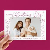 モダン明るい赤紫色スクリプトValentine's Day写真 シーズンカード