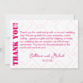 モダン明るい赤紫色ピンク幾何結婚図形 サンキューカード (正面)