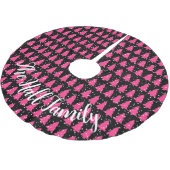 モダン明るい赤紫色&ブラッククリスマスツリー ブラッシュドポリエステルツリースカート (アングル)