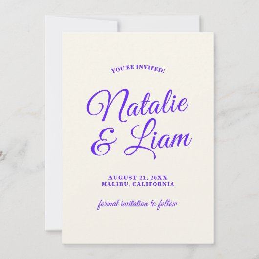 モダン明カラフルはっきりした結婚レトロユニークズ セーブザデート (裏面)