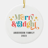 モダン明メリーるいレトロカラフル家族 セラミックオーナメント (正面)