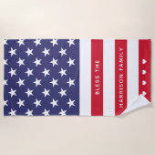 モダン星と縞パーソナライズされた ビーチタオル (正面)