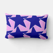 モダン星の幾何学的 – ネイビーとオーキッドピンク ランバークッション (裏面)
