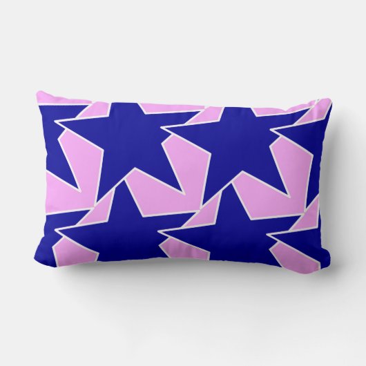 モダン星の幾何学的 – ネイビーとオーキッドピンク ランバークッション (裏面)