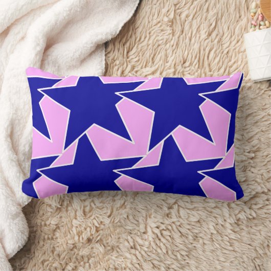 モダン星の幾何学的 – ネイビーとオーキッドピンク ランバークッション (ブランケット)