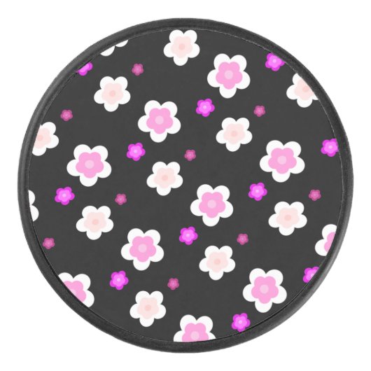 モダン春アクア勾配紫色の花柄 アイスホッケーパック (正面)