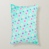 モダン春アクア勾配紫色の花柄 アクセントクッション (正面(垂直))