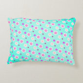 モダン春アクア勾配紫色の花柄 アクセントクッション (裏面)