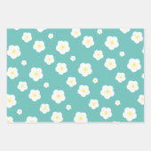 モダン春アクア勾配紫色の花柄 ラッピングペーパーシート (正面3)