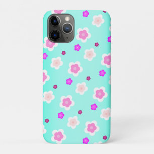 モダン春アクア勾配紫色の花柄 iPhone 11 PROケース