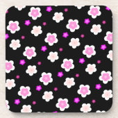 モダン春アクア勾配紫色フローラパターン コースター (正面)