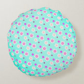 モダン春アクア勾配紫色フローラパターン ラウンドクッション (裏面)