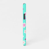 モダン春アクア勾配紫色フローラパターン iPhoneケース (右側)