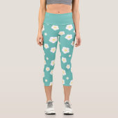 モダン春アクア勾配黄色植物模様 カプリレギンス (正面)