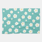 モダン春アクア勾配黄色植物模様 キッチンタオル (横)