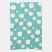 モダン春アクア勾配黄色植物模様 キッチンタオル (縦)