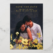 モダン春エレガントワイルドフラワーBoho写真救T  箔招待状 (正面)