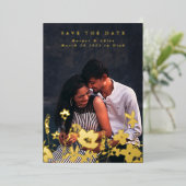 モダン春エレガントワイルドフラワーBoho写真救T  箔招待状 (立ち正面)