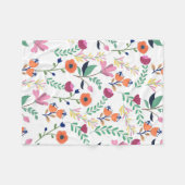 モダン春カラフルワイルドフラワーメドウフローラ フリースブランケット (正面(横))