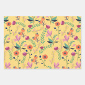 モダン春カラフルワイルドフラワーメドウフローラ ラッピングペーパーシート (正面3)